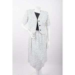 Lanz Originals Womans Vintage Midi Dress Jacket Sz 10 Black White Belted 1980's